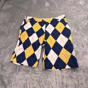 LOUDMOUTH  waist 39/40 Golf Purple/Yellow Argyle Print Shorts